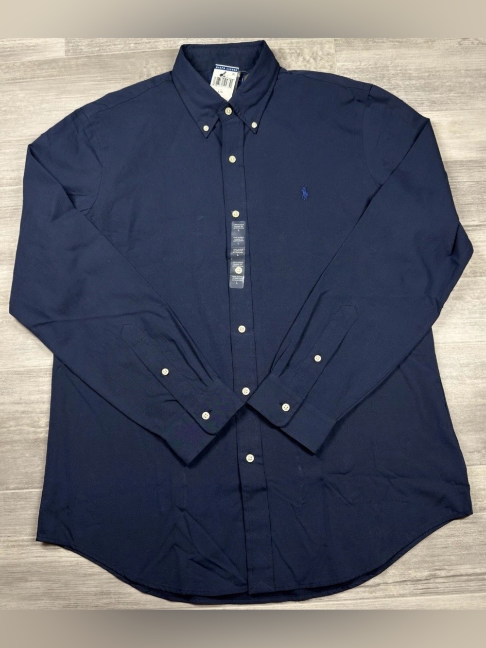 $125 Polo Ralph Lauren Button Down Shirt Men's Large Navy Blue Long Sleeve NWT